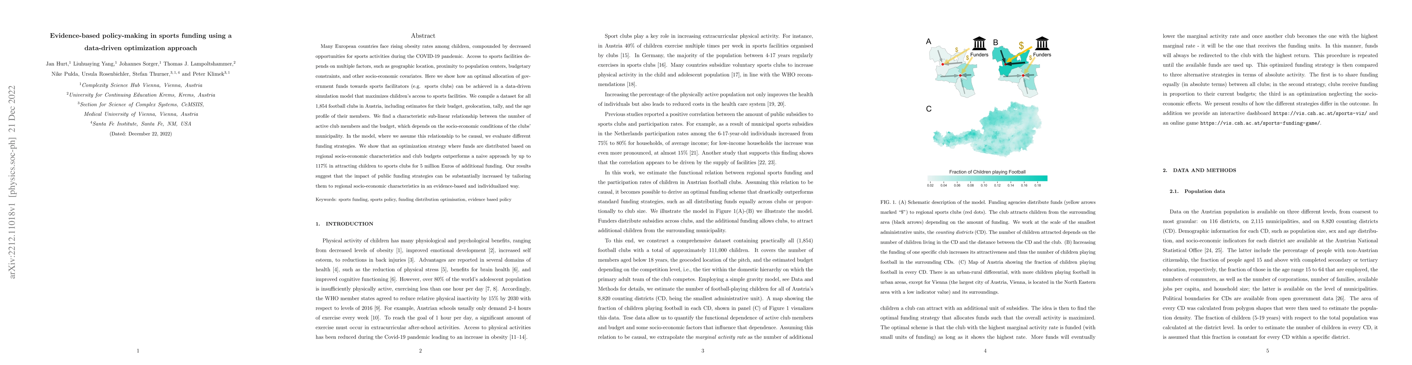 Thumbnail for Evidence-based policy-making in sports funding using a data-driven
  optimization approach