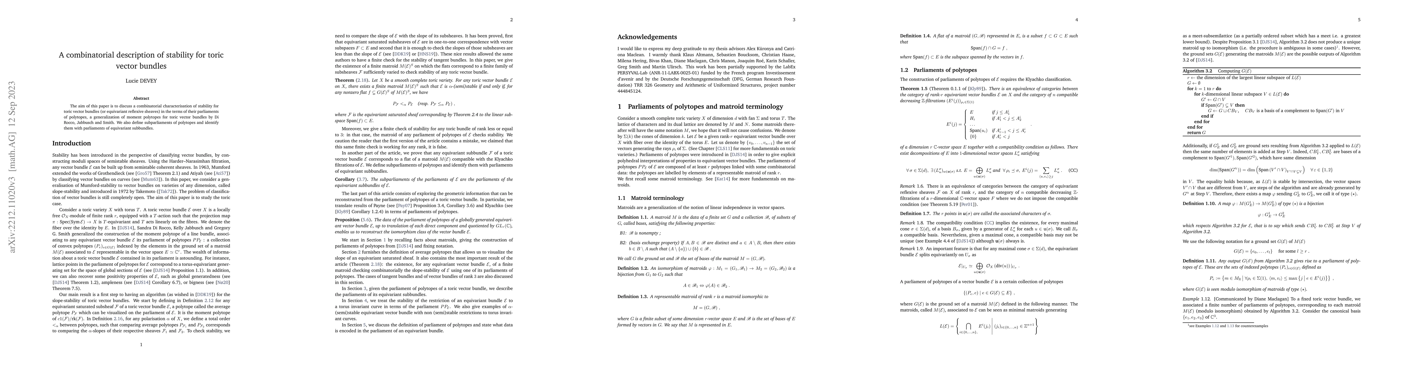 Thumbnail for A combinatorial description of stability for toric vector bundles