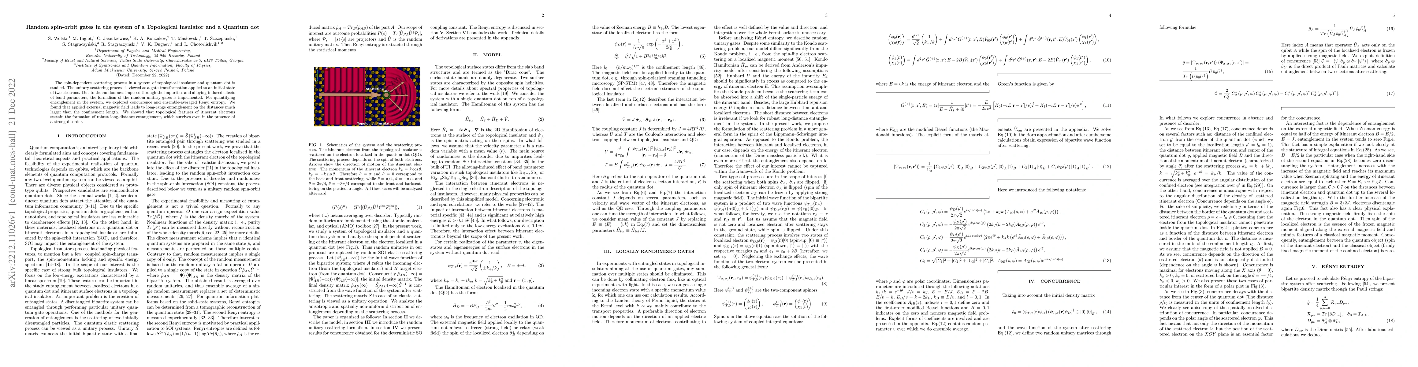 Thumbnail for Random spin-orbit gates in the system of a Topological insulator and a
  Quantum dot