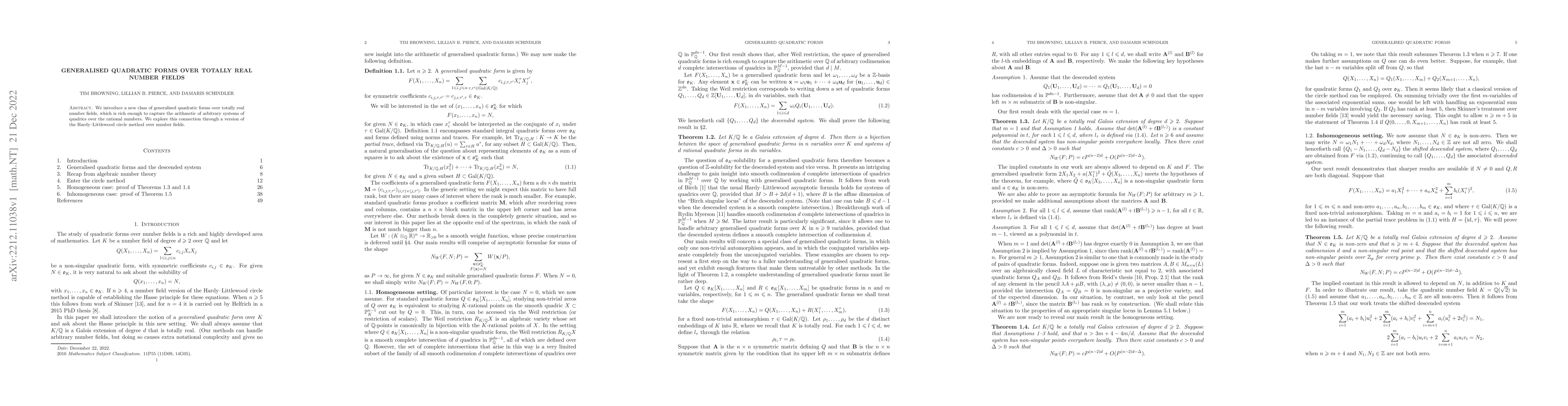 Thumbnail for Generalised quadratic forms over totally real number fields