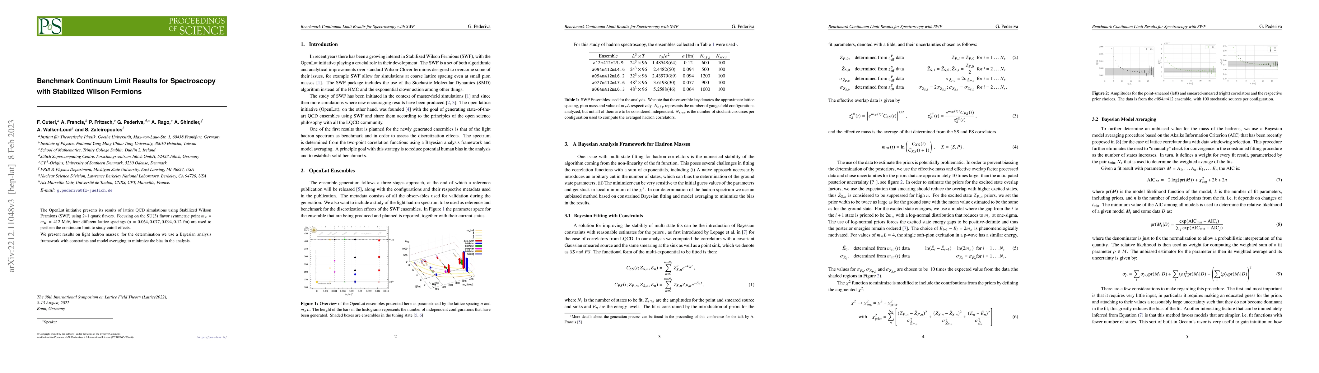 Thumbnail for Benchmark Continuum Limit Results for Spectroscopy with Stabilized
  Wilson Fermions