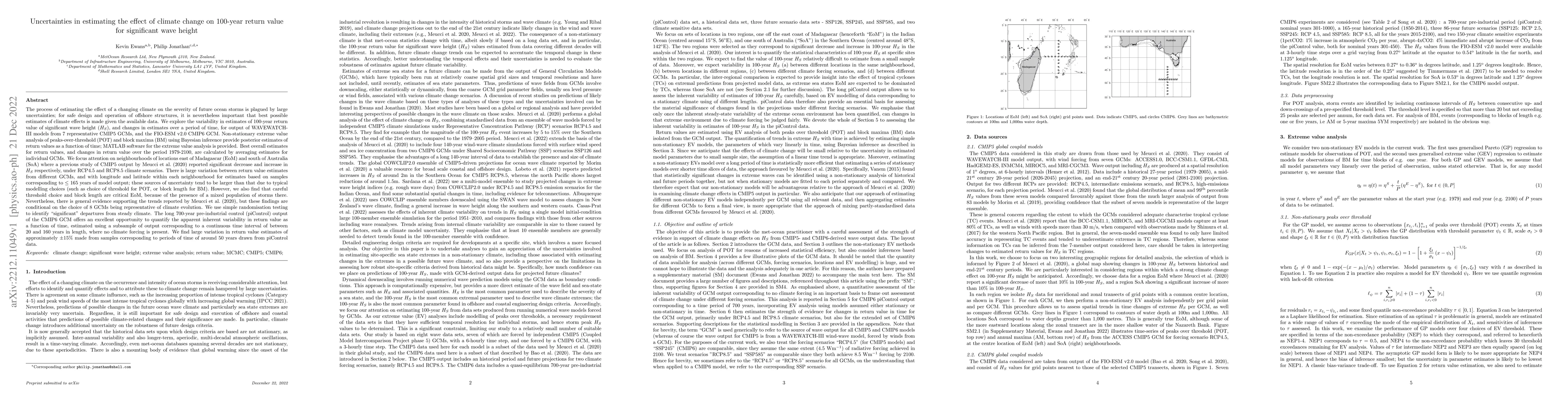 Thumbnail for Uncertainties in estimating the effect of climate change on 100-year
  return value for significant wave height