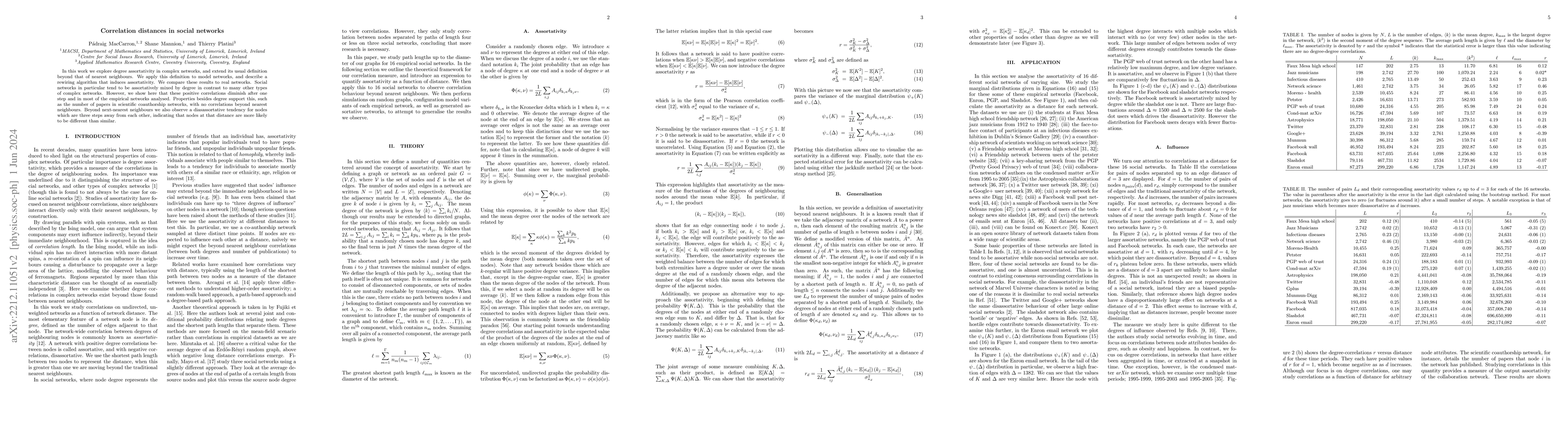 Thumbnail for Correlation distances in social networks