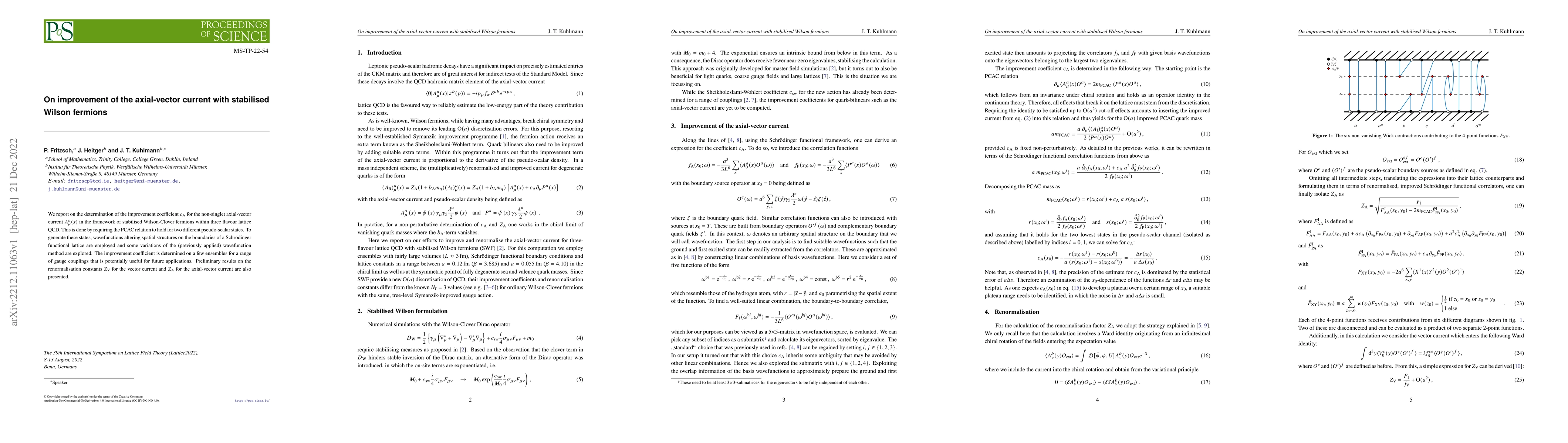 Thumbnail for On improvement of the axial-vector current with stabilised Wilson
  fermions