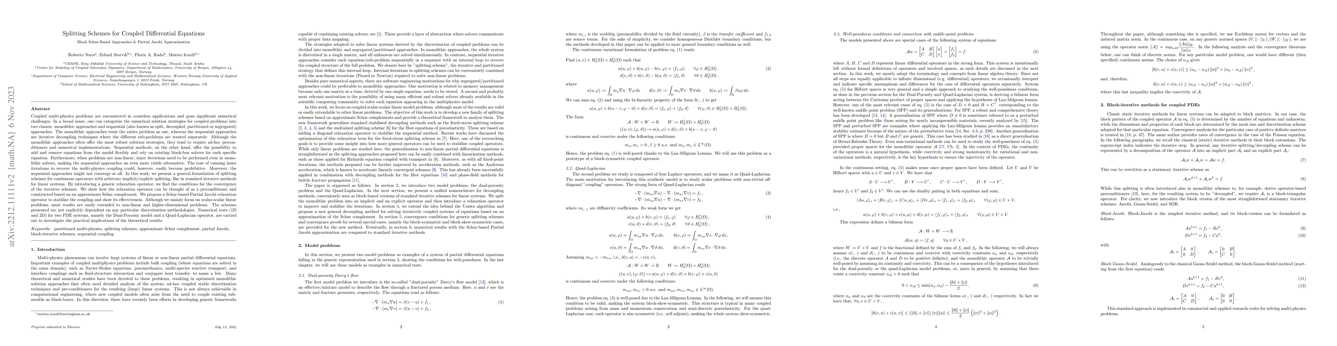 Thumbnail for Splitting Schemes for Coupled Differential Equations: Block Schur-Based
  Approaches and Partial Jacobi Approximation