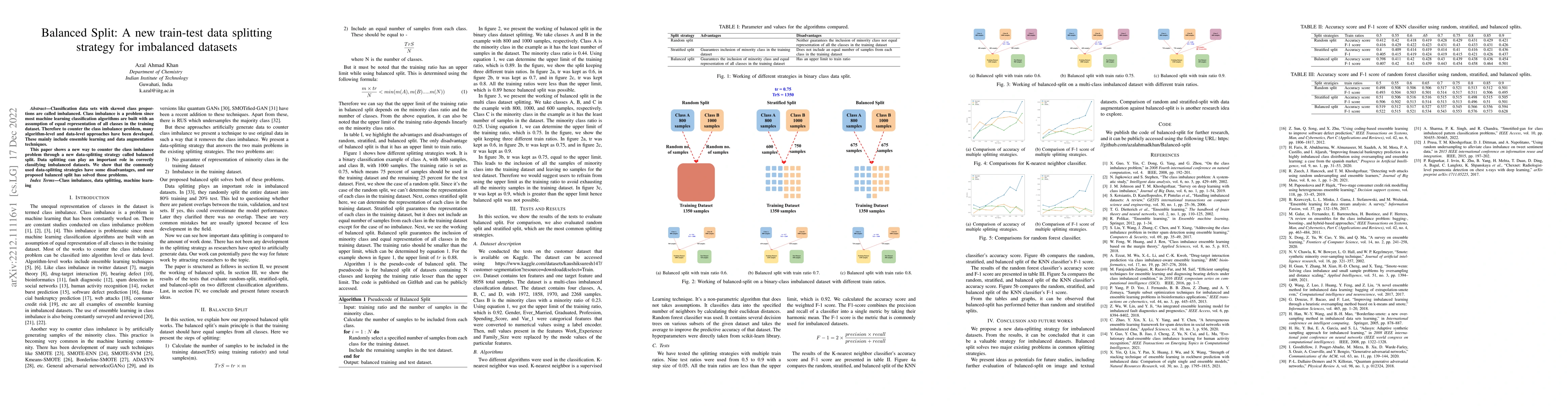 Thumbnail for Balanced Split: A new train-test data splitting strategy for imbalanced
  datasets