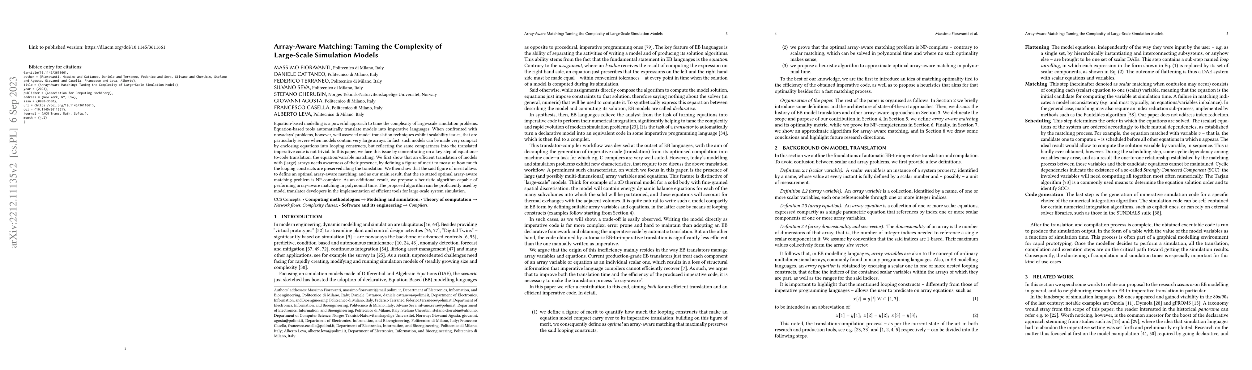 Thumbnail for Array-Aware Matching: Taming the Complexity of Large-Scale Simulation
  Models