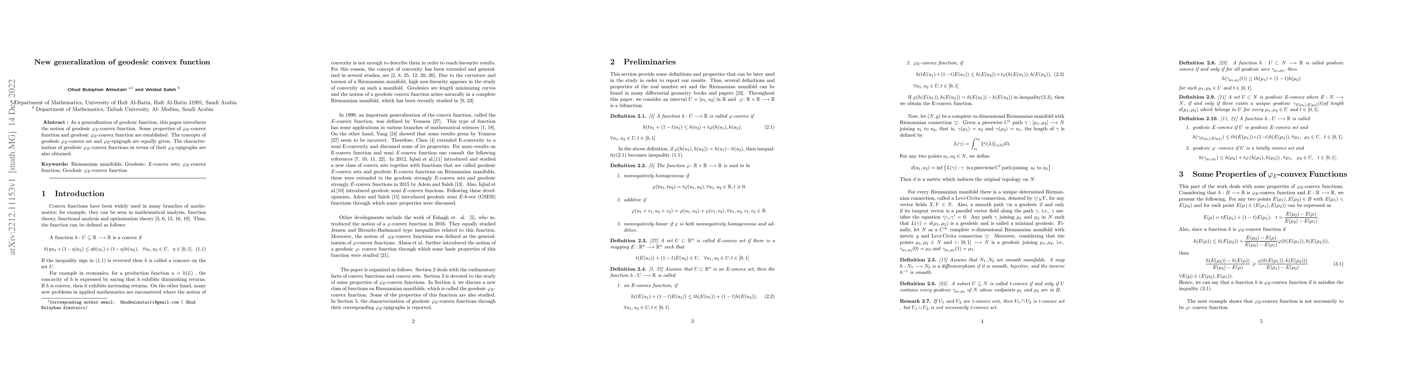 Thumbnail for New generalization of geodesic convex function