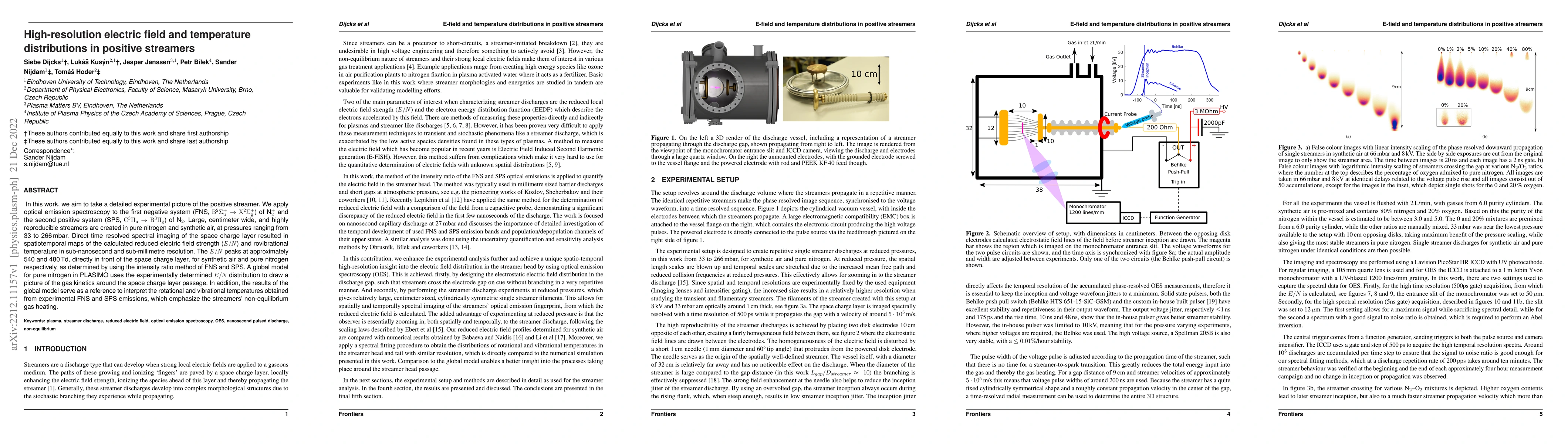Thumbnail for High-resolution electric field and temperature distributions in positive
  streamers