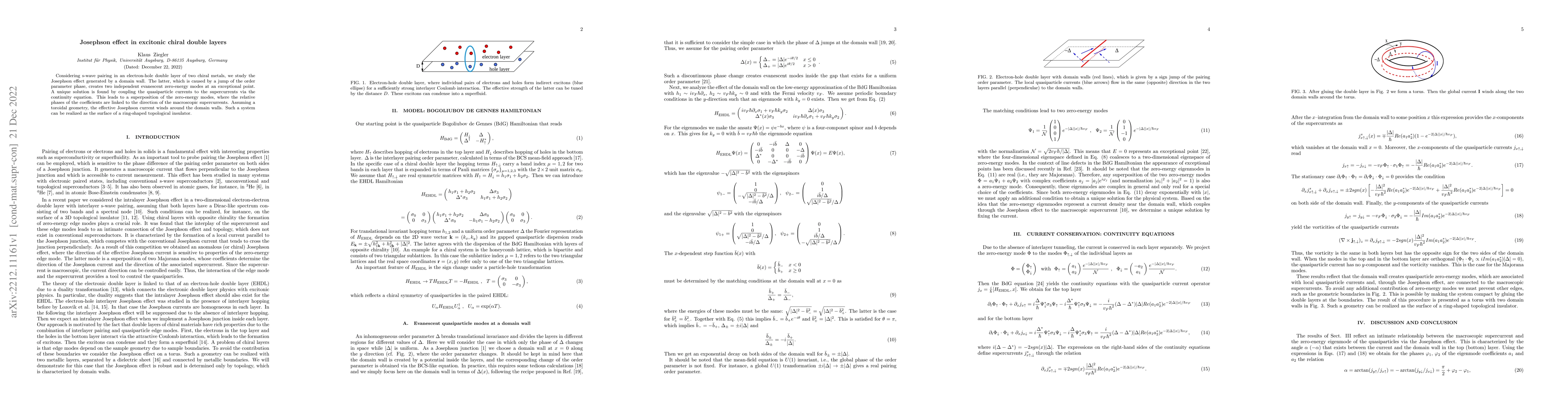 Thumbnail for Josephson effect in excitonic chiral double layers