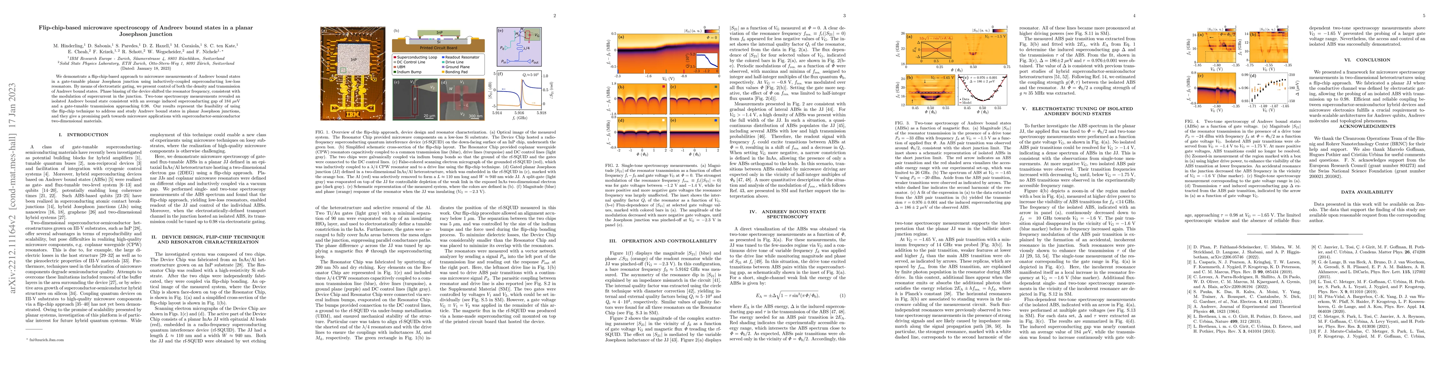 Thumbnail for Flip-chip-based microwave spectroscopy of Andreev bound states in a
  planar Josephson junction