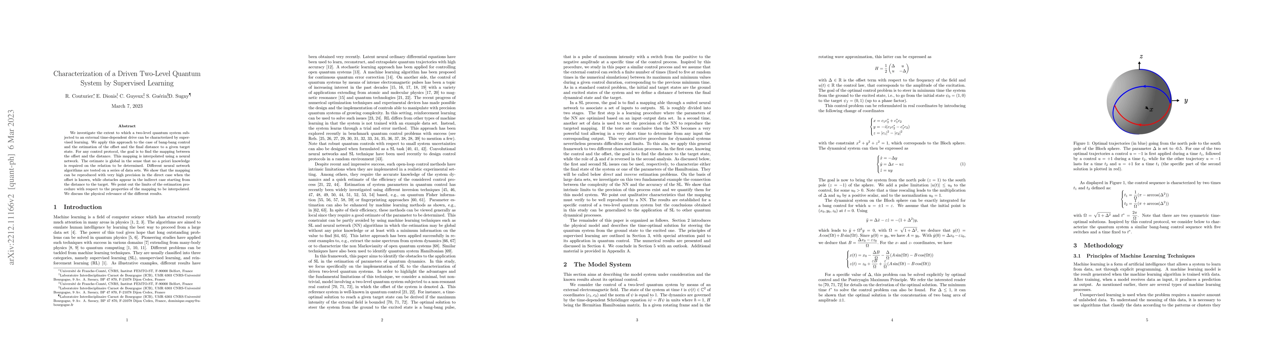 Thumbnail for Characterization of a driven two-level quantum system by Supervised
  Learning