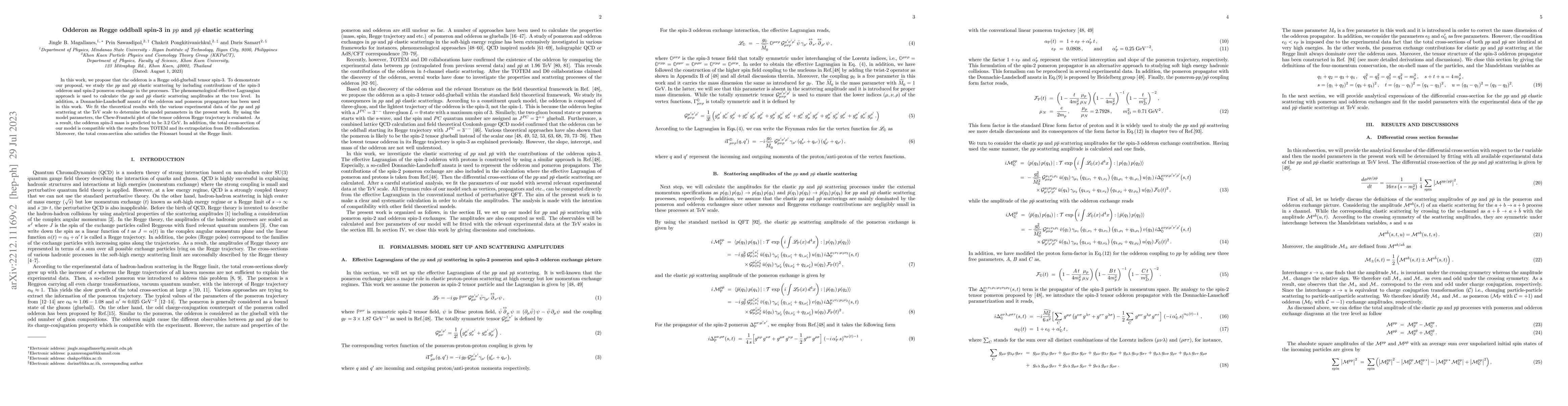 Thumbnail for Odderon as Regge oddball spin-3 in $pp$ and $p\bar p$ elastic scattering