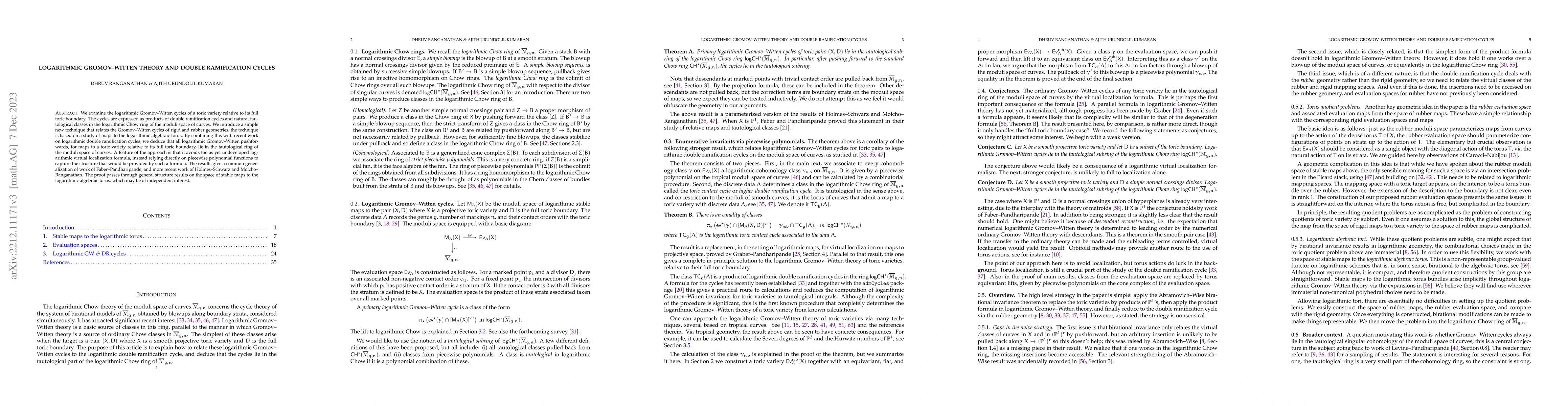 Thumbnail for Logarithmic Gromov-Witten theory and double ramification cycles