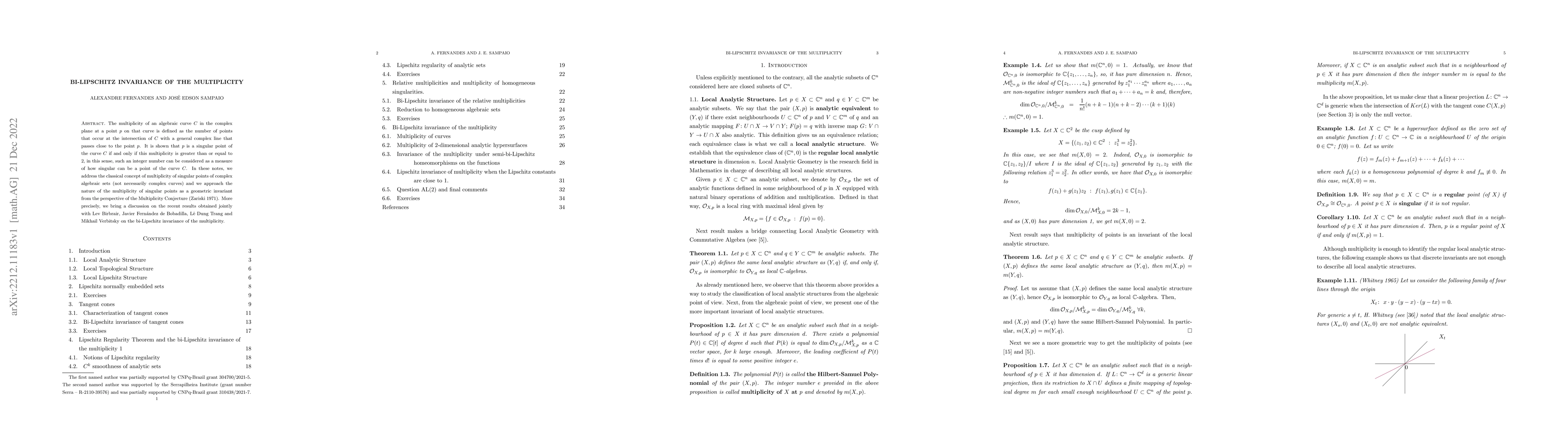Thumbnail for Bi-Lipschitz invariance of the multiplicity