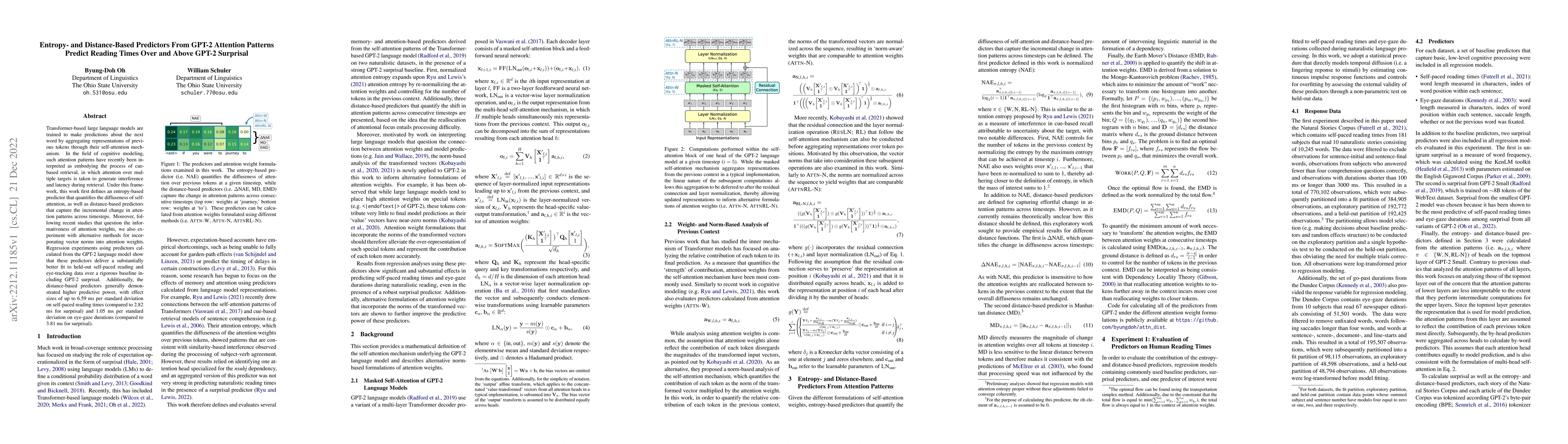 Thumbnail for Entropy- and Distance-Based Predictors From GPT-2 Attention Patterns
  Predict Reading Times Over and Above GPT-2 Surprisal