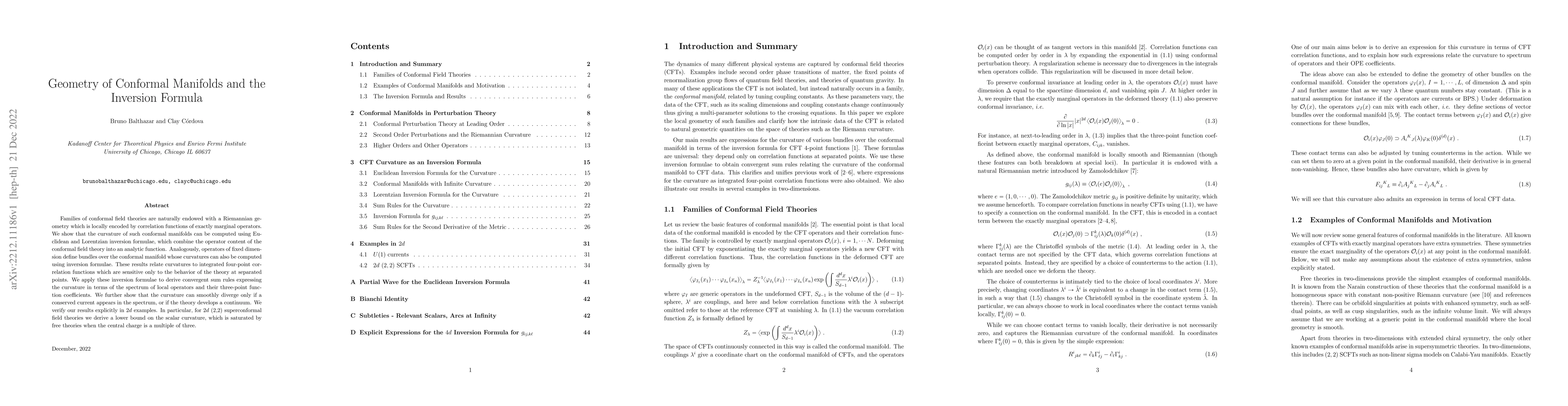 Thumbnail for Geometry of Conformal Manifolds and the Inversion Formula