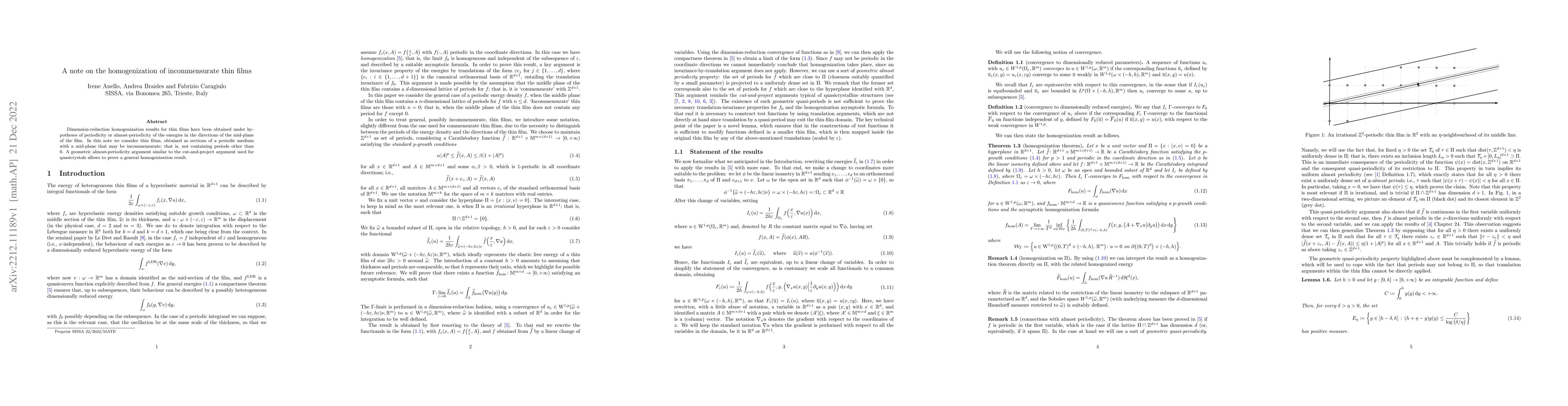 Thumbnail for A note on the homogenization of incommensurate thin films