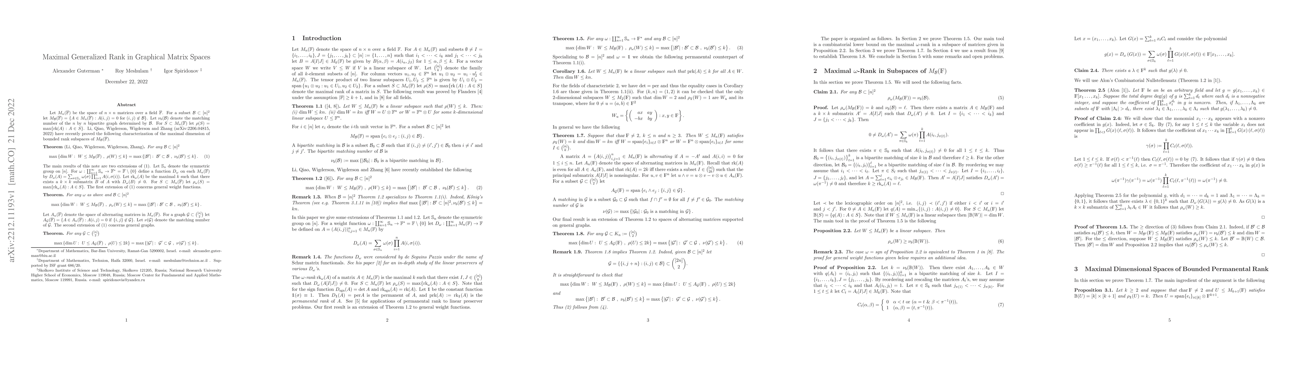 Thumbnail for Maximal Generalized Rank in Graphical Matrix Spaces