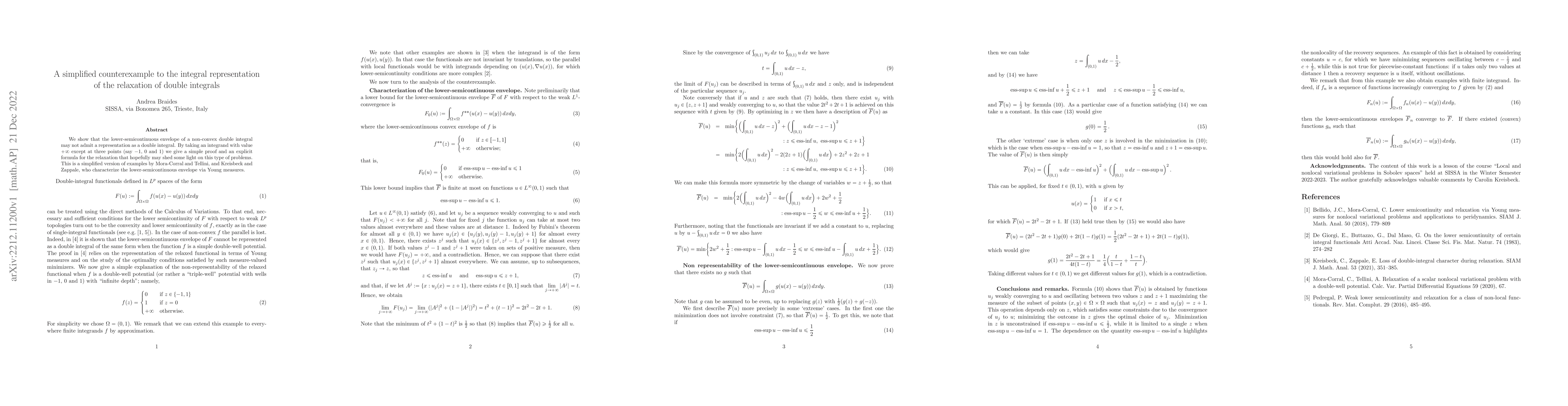 Thumbnail for A simplified counterexample to the integral representation of the
  relaxation of double integrals