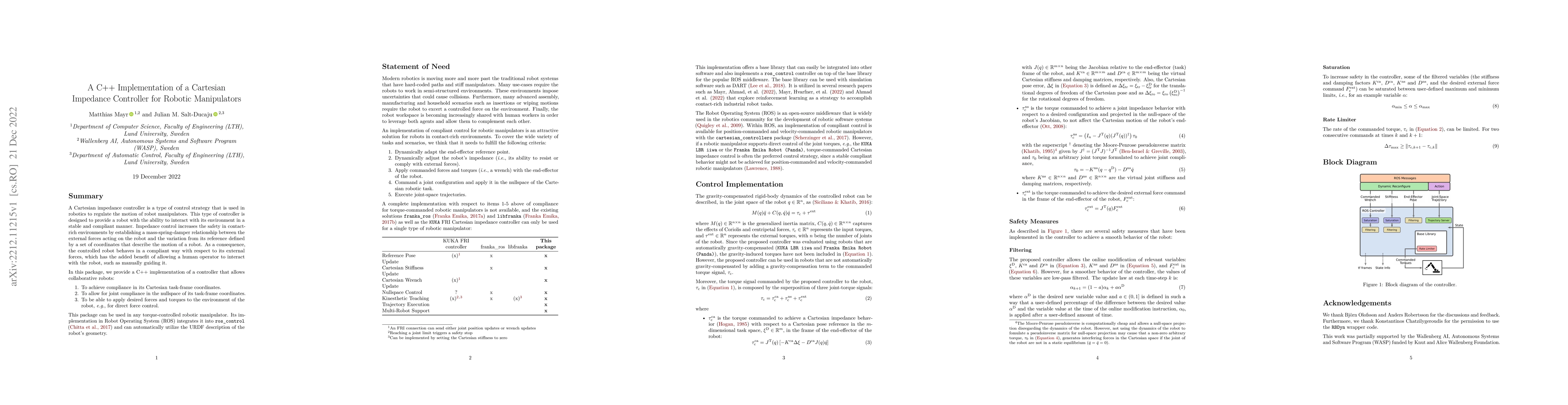 Thumbnail for A C++ Implementation of a Cartesian Impedance Controller for Robotic
  Manipulators