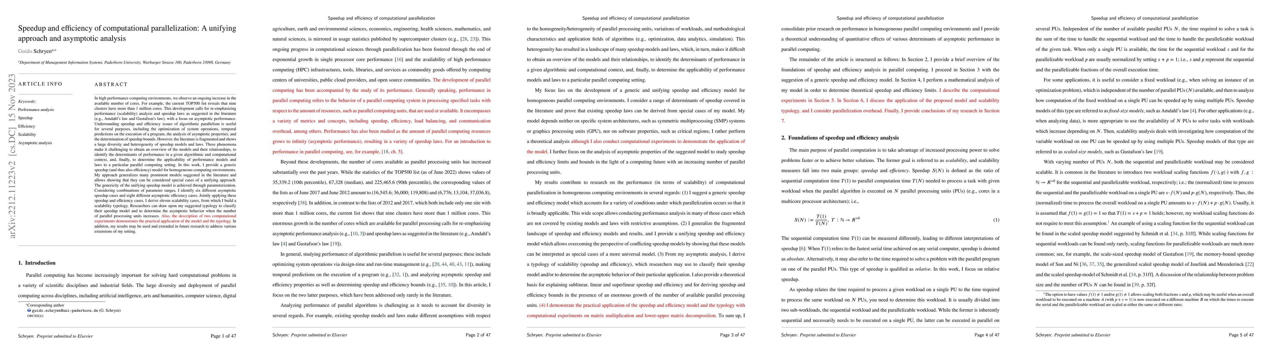 Thumbnail for Speedup and efficiency of computational parallelization: A unifying
  approach and asymptotic analysis
