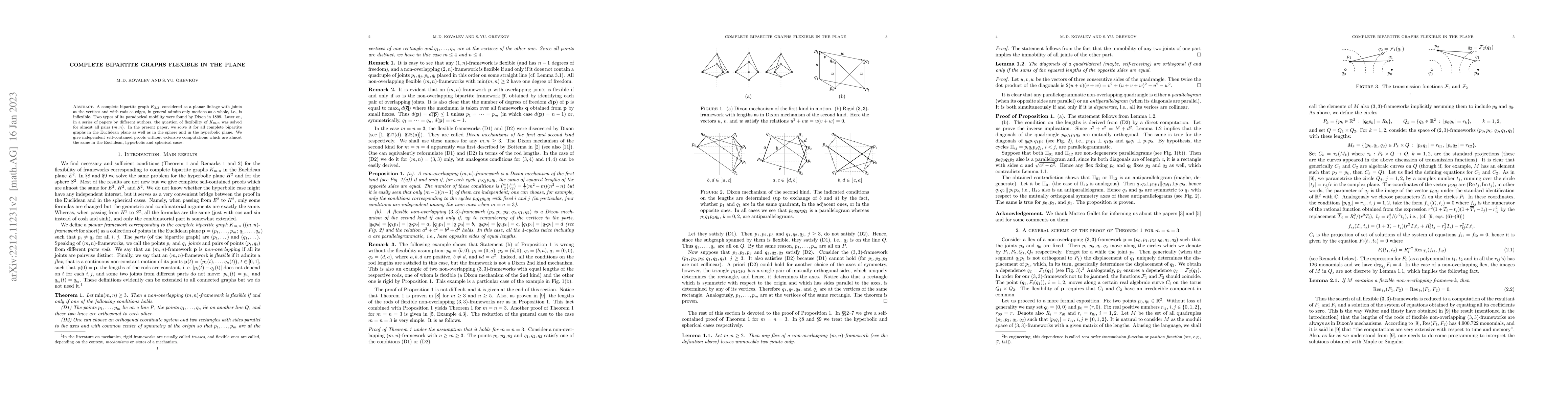 Thumbnail for Complete bipartite graphs flexible in the plane