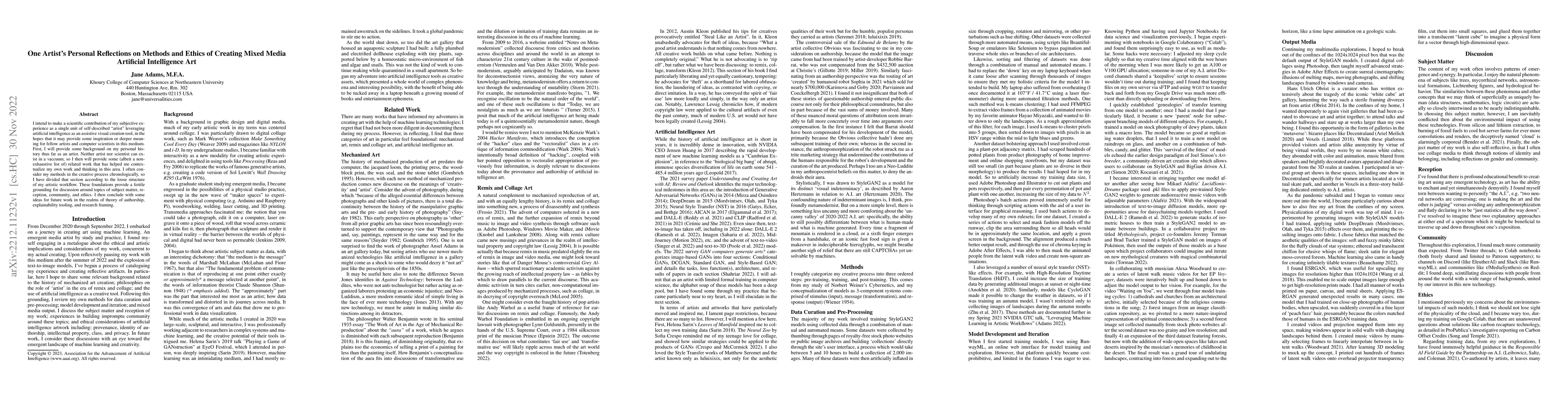 Thumbnail for One Artist's Personal Reflections on Methods and Ethics of Creating
  Mixed Media Artificial Intelligence Art