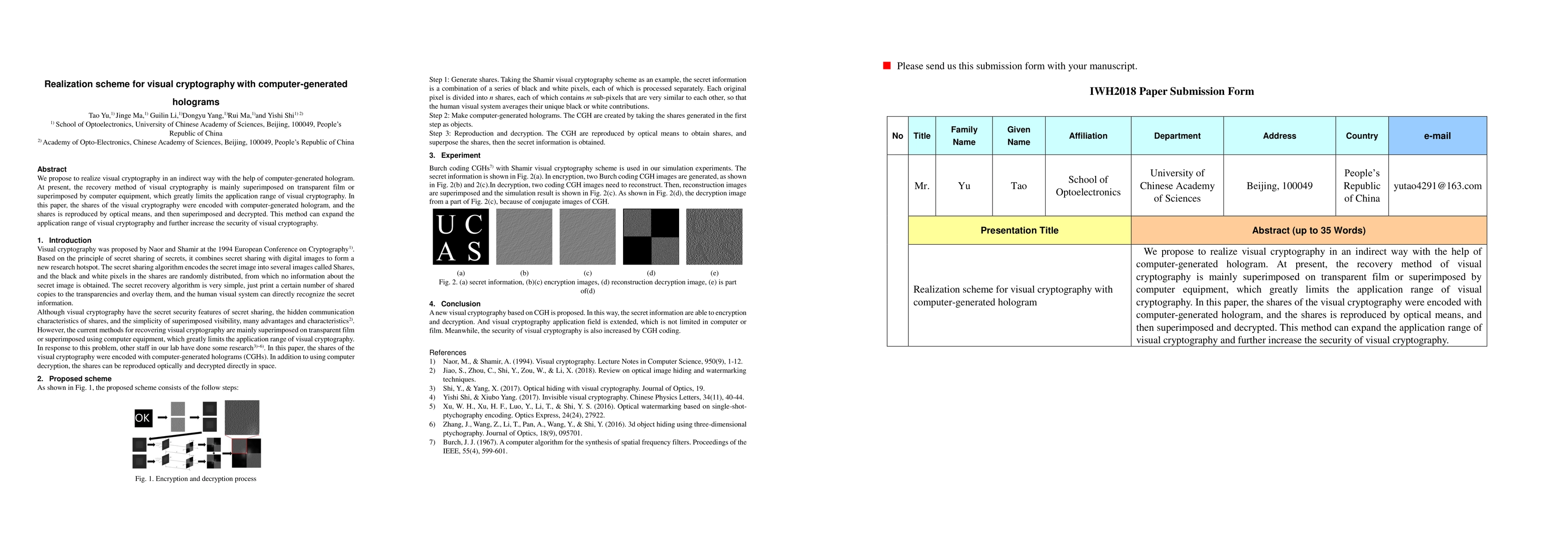 Thumbnail for Realization Scheme for Visual Cryptography with Computer-generated
  Holograms