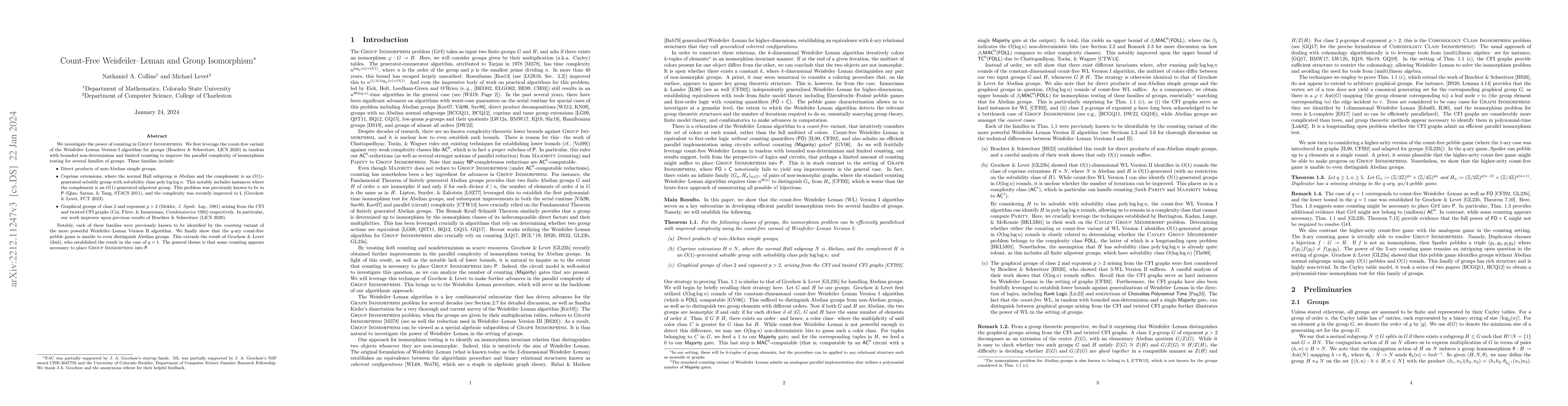 Thumbnail for Count-Free Weisfeiler--Leman and Group Isomorphism