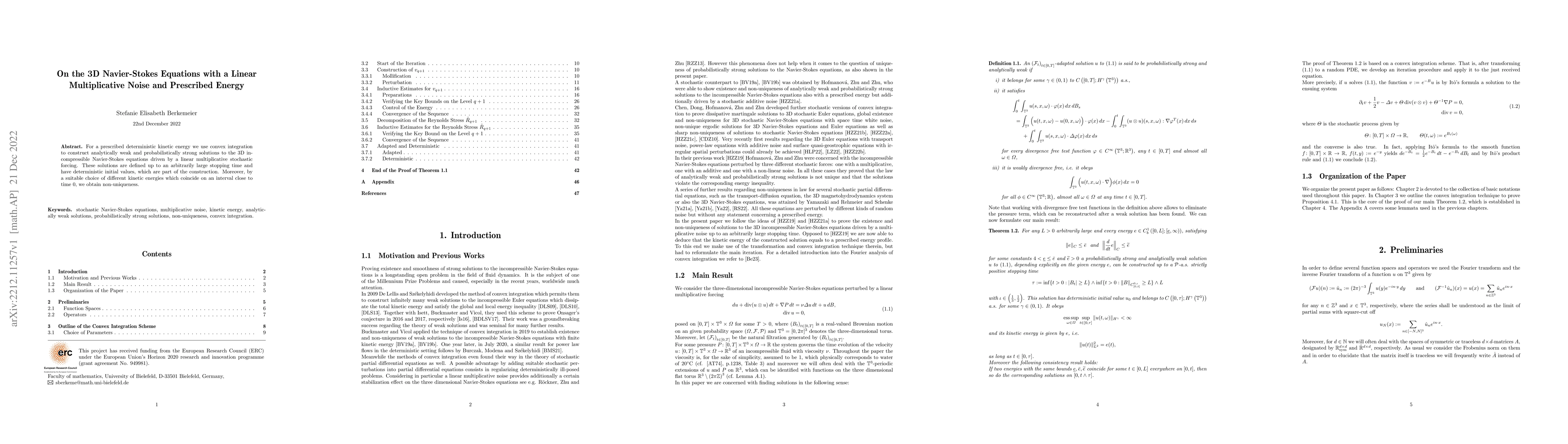 Thumbnail for On the 3D Navier-Stokes Equations with a Linear Multiplicative Noise and
  Prescribed Energy
