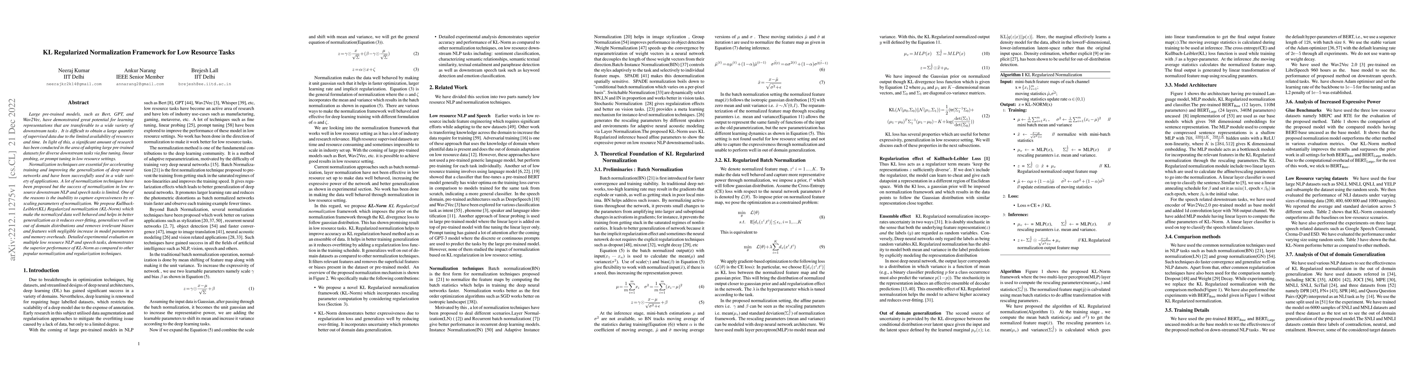 Thumbnail for KL Regularized Normalization Framework for Low Resource Tasks
