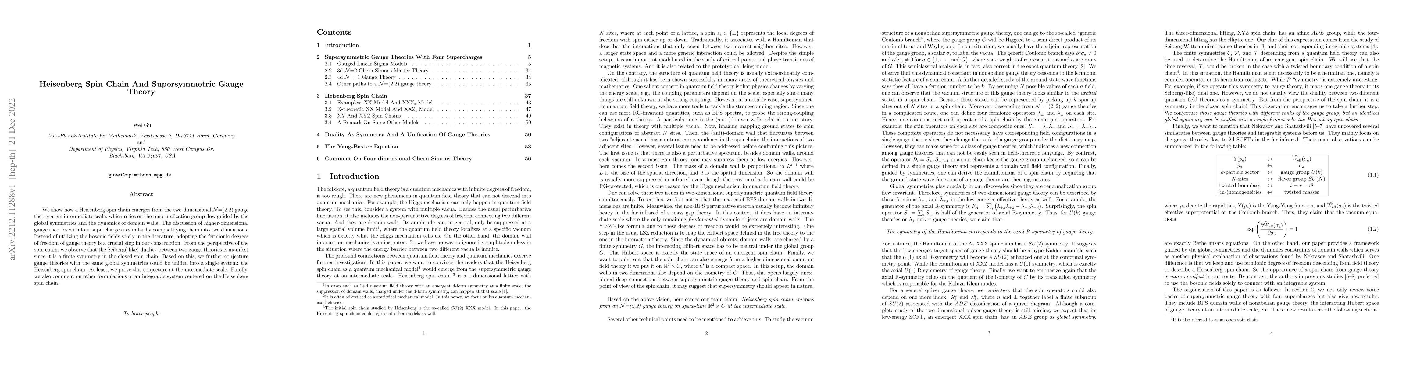 Thumbnail for Heisenberg Spin Chain And Supersymmetric Gauge Theory