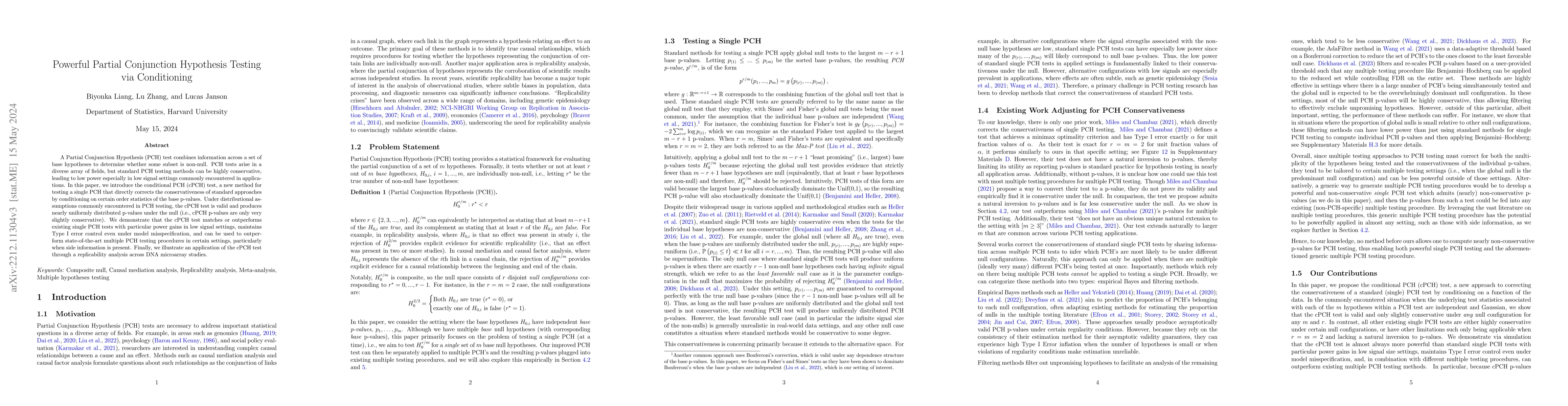 Thumbnail for Powerful Partial Conjunction Hypothesis Testing via Conditioning