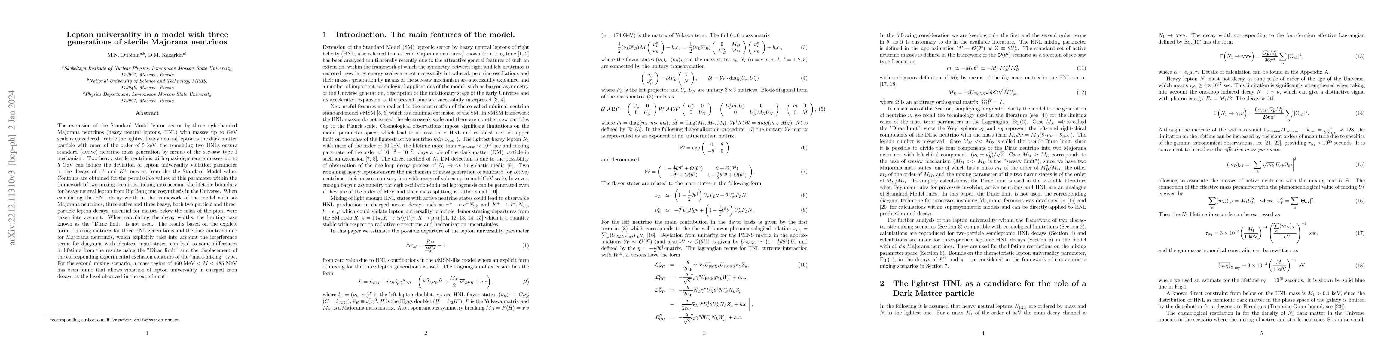 Thumbnail for Lepton universality in a model with three generations of sterile
  Majorana neutrinos