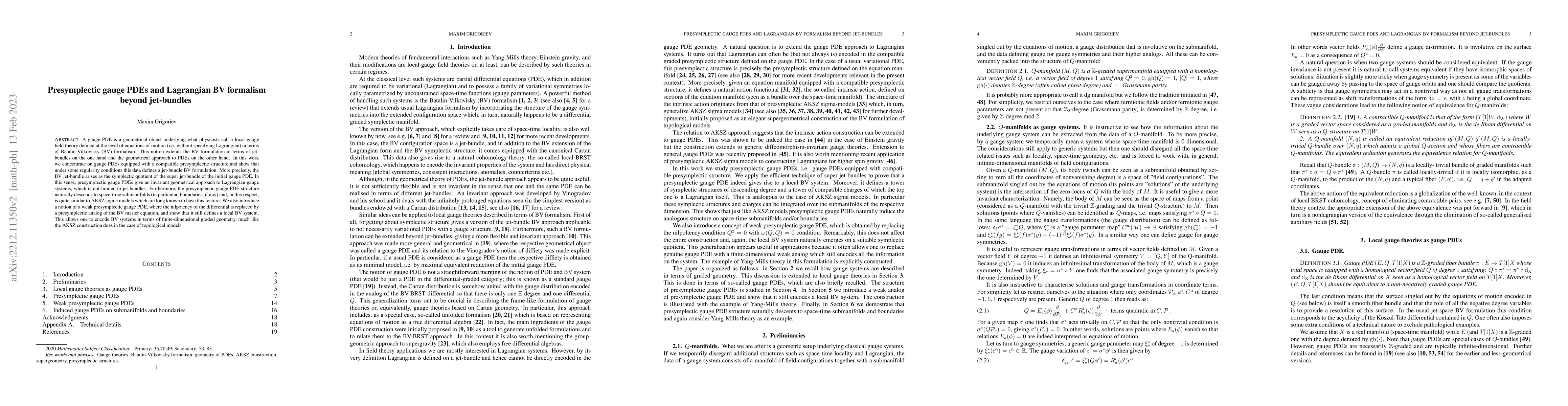 Thumbnail for Presymplectic gauge PDEs and Lagrangian BV formalism beyond jet-bundles