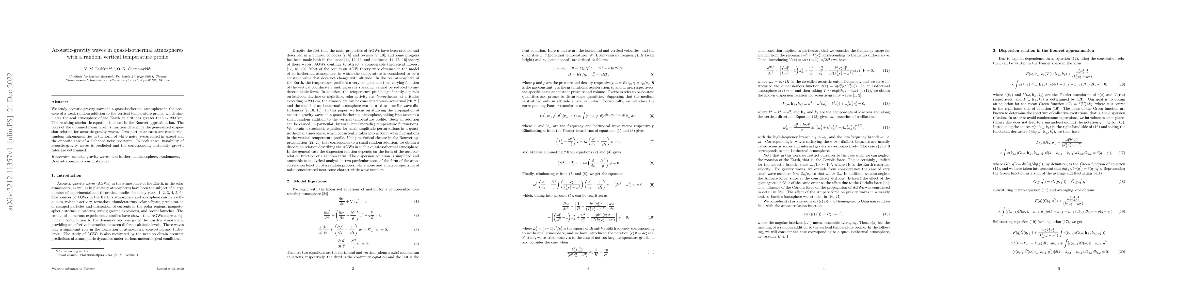 Thumbnail for Acoustic-gravity waves in quasi-isothermal atmospheres with a random
  vertical temperature profile