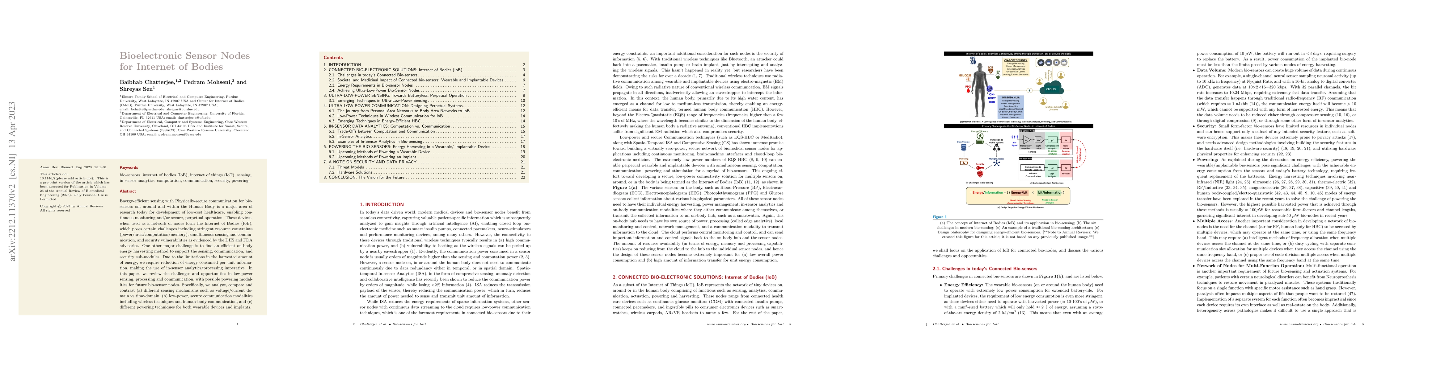 Thumbnail for Bioelectronic Sensor Nodes for Internet of Bodies