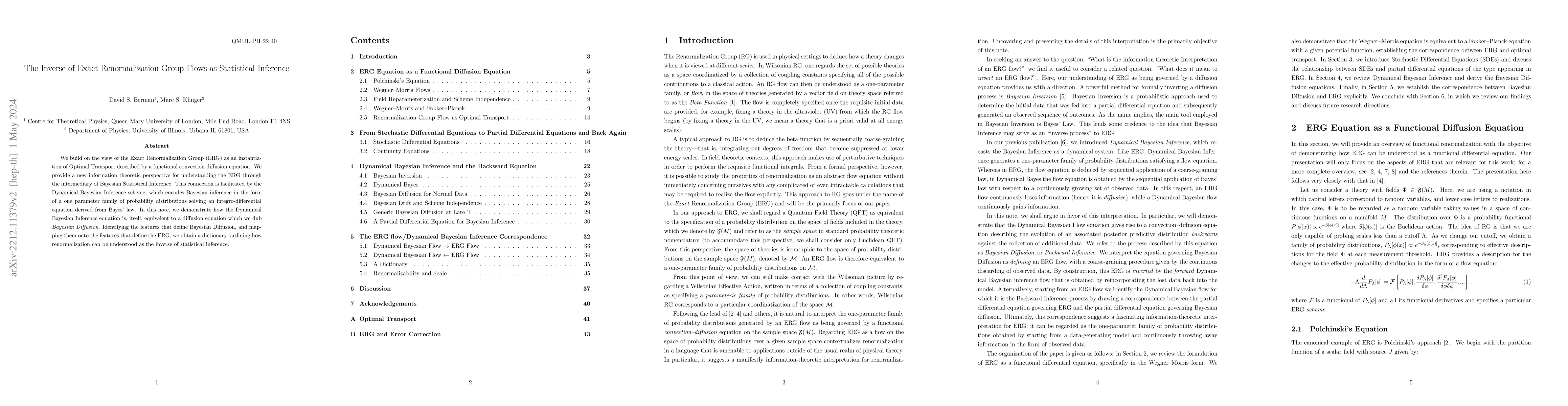 Thumbnail for The Inverse of Exact Renormalization Group Flows as Statistical
  Inference