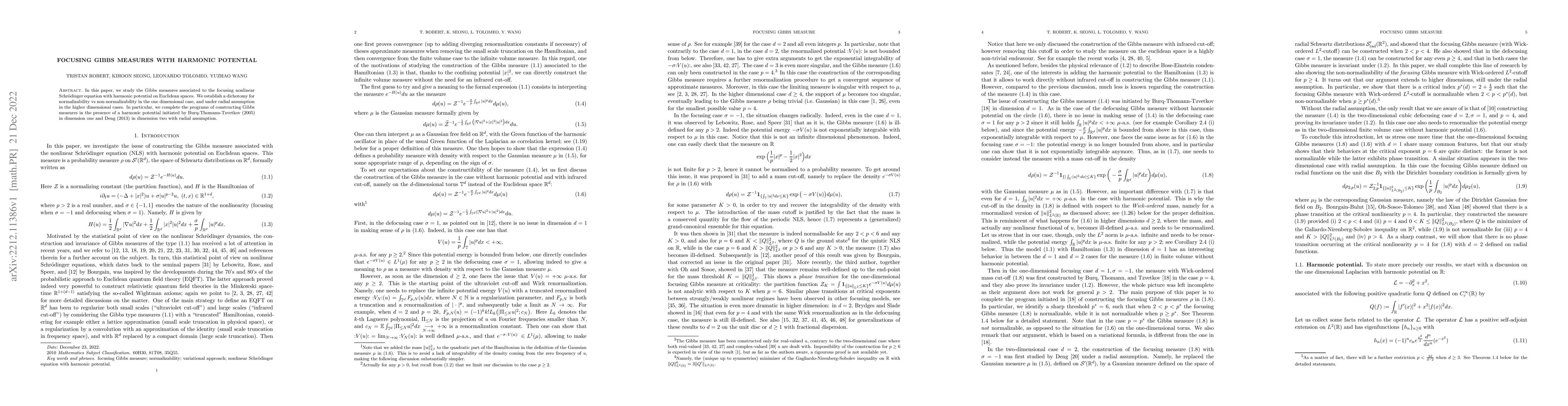 Thumbnail for Focusing Gibbs measures with harmonic potential