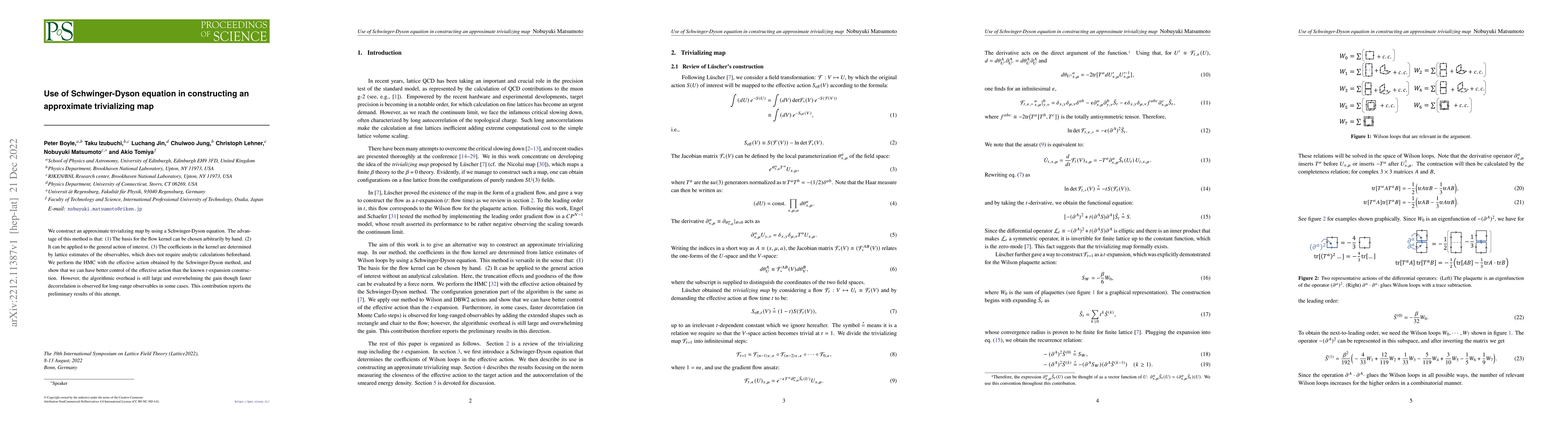 Thumbnail for Use of Schwinger-Dyson equation in constructing an approximate
  trivializing map