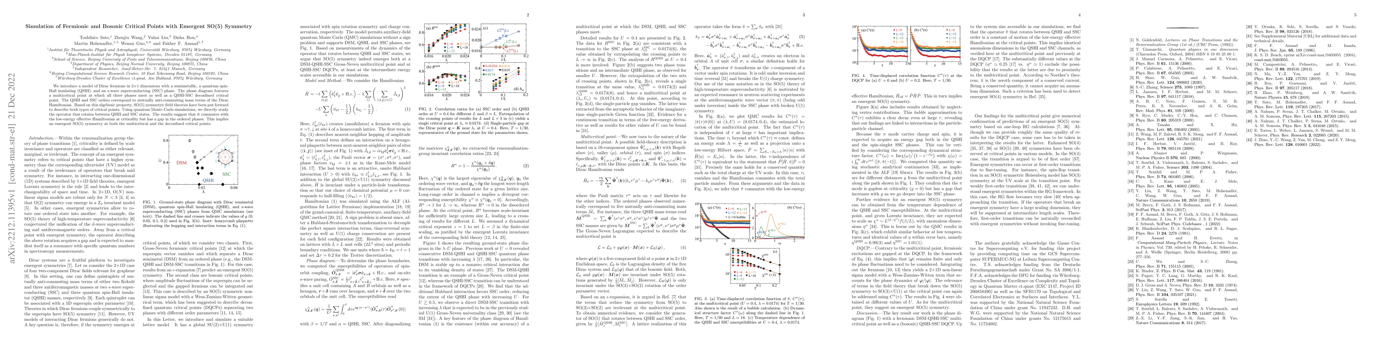 Thumbnail for Simulation of Fermionic and Bosonic Critical Points with Emergent SO(5)
  Symmetry