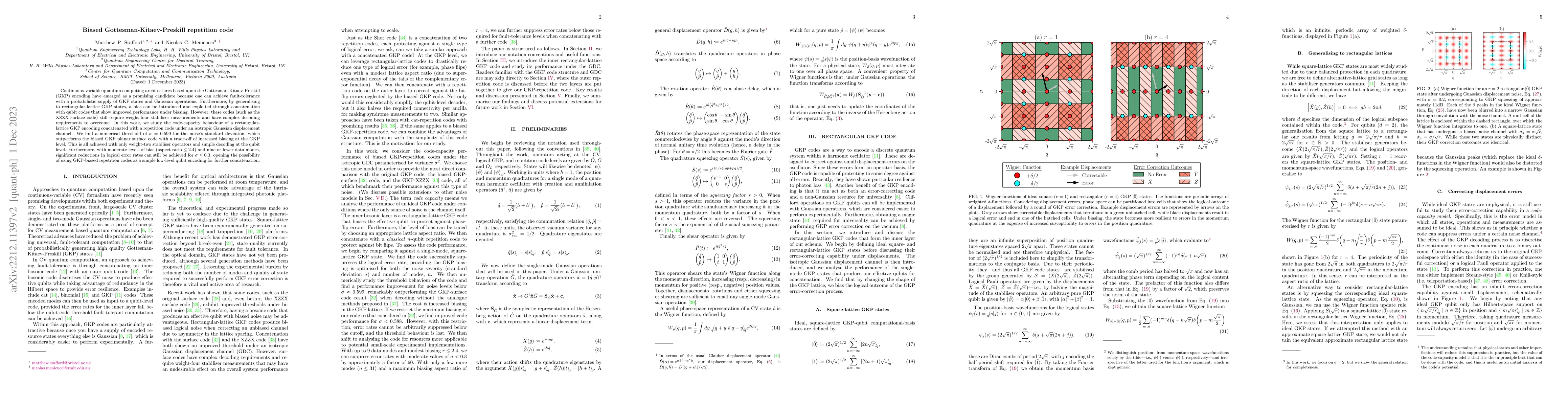 Thumbnail for Biased Gottesman-Kitaev-Preskill repetition code