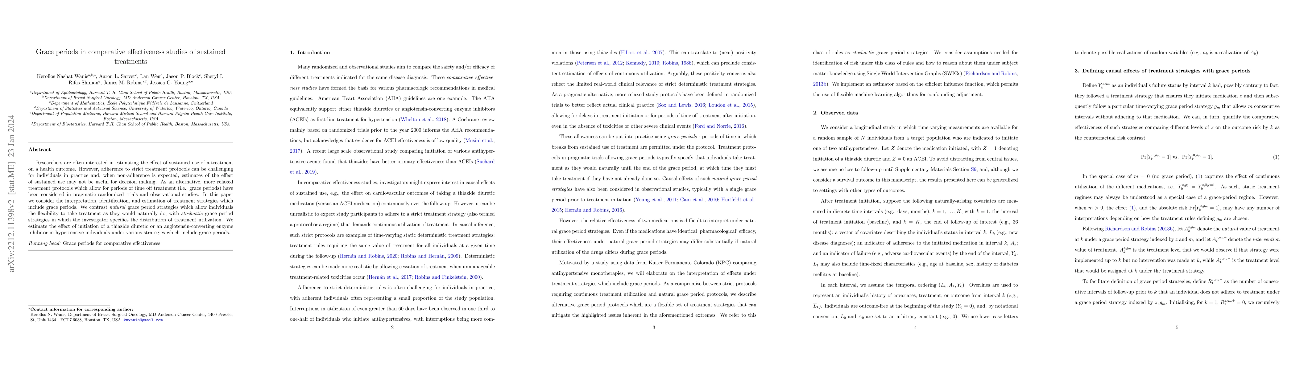 Thumbnail for Grace periods in comparative effectiveness studies of sustained
  treatments