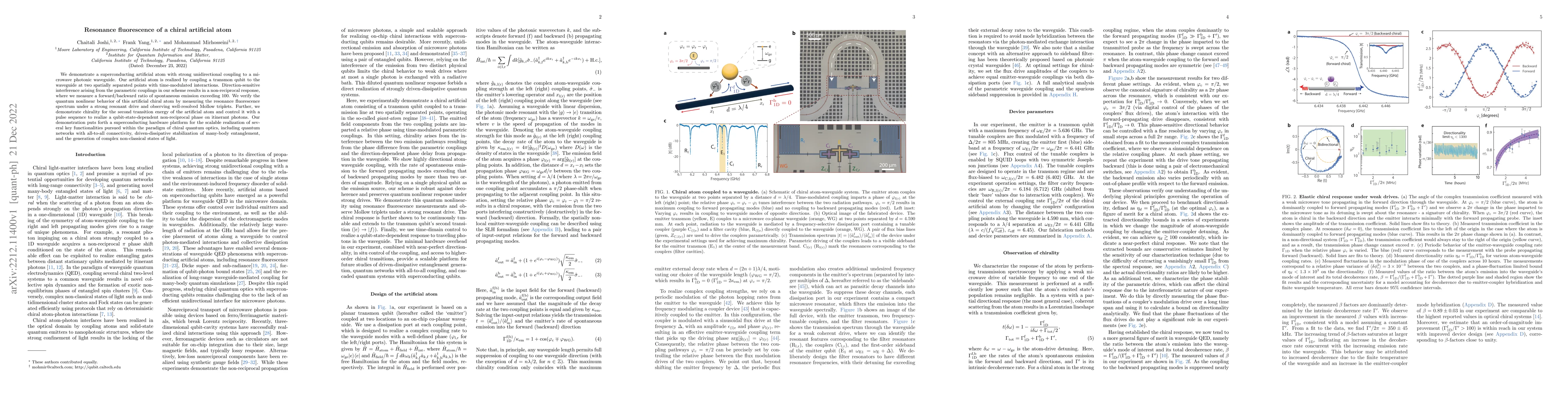 Thumbnail for Resonance fluorescence of a chiral artificial atom