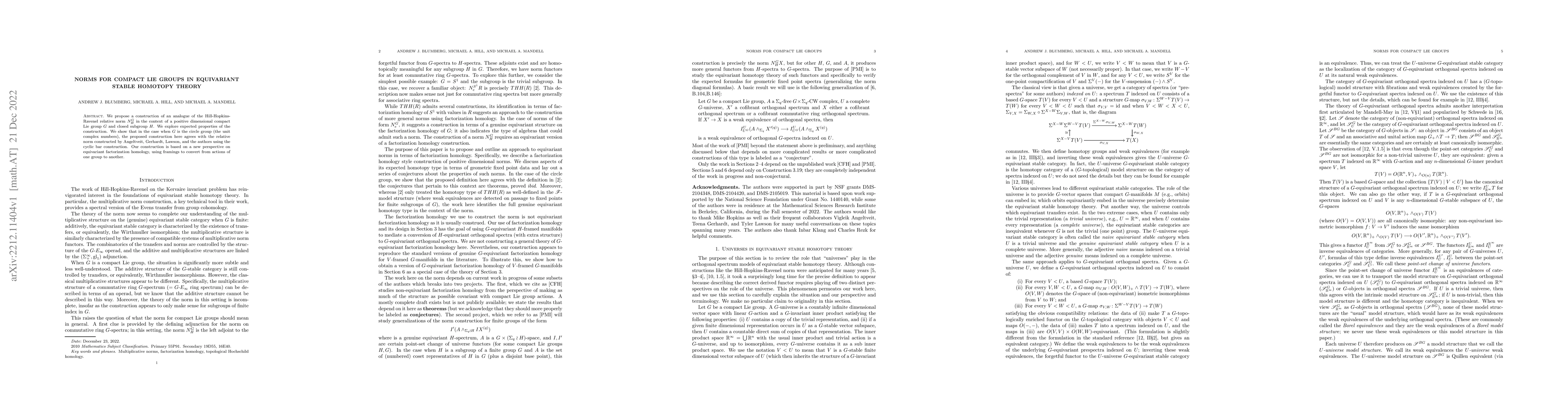 Thumbnail for Norms for compact Lie groups in equivariant stable homotopy theory