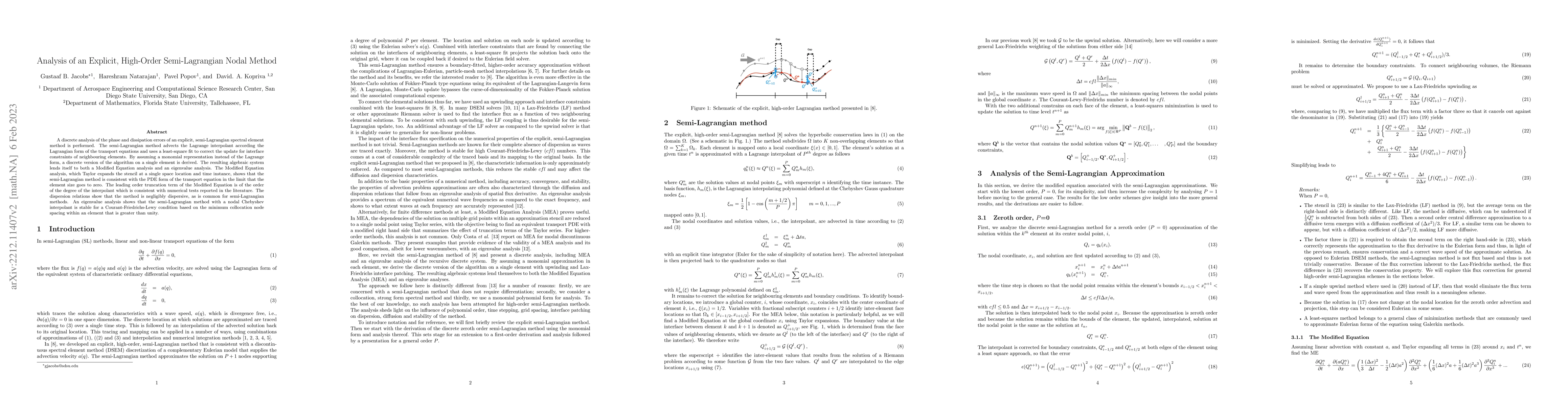 Thumbnail for Analysis of an Explicit, High-Order Semi-Lagrangian Nodal Method