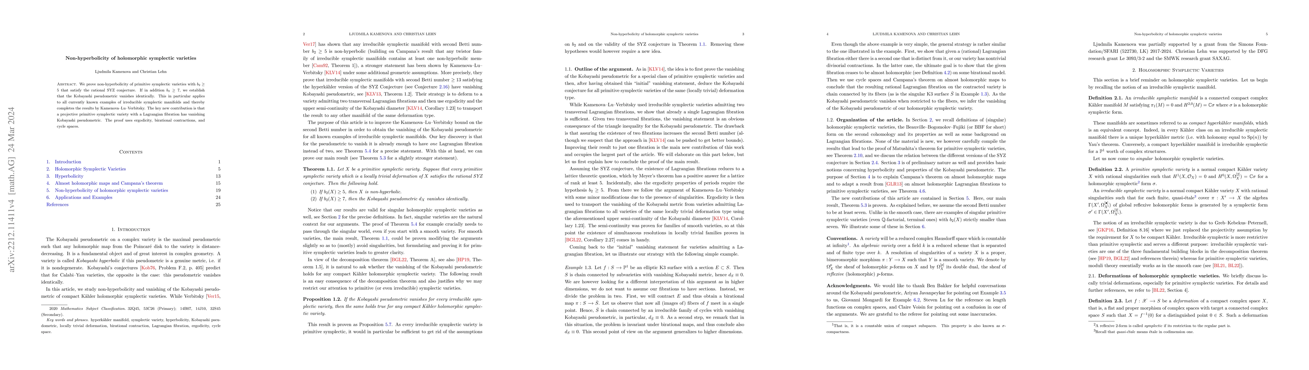 Thumbnail for Non-hyperbolicity of holomorphic symplectic varieties