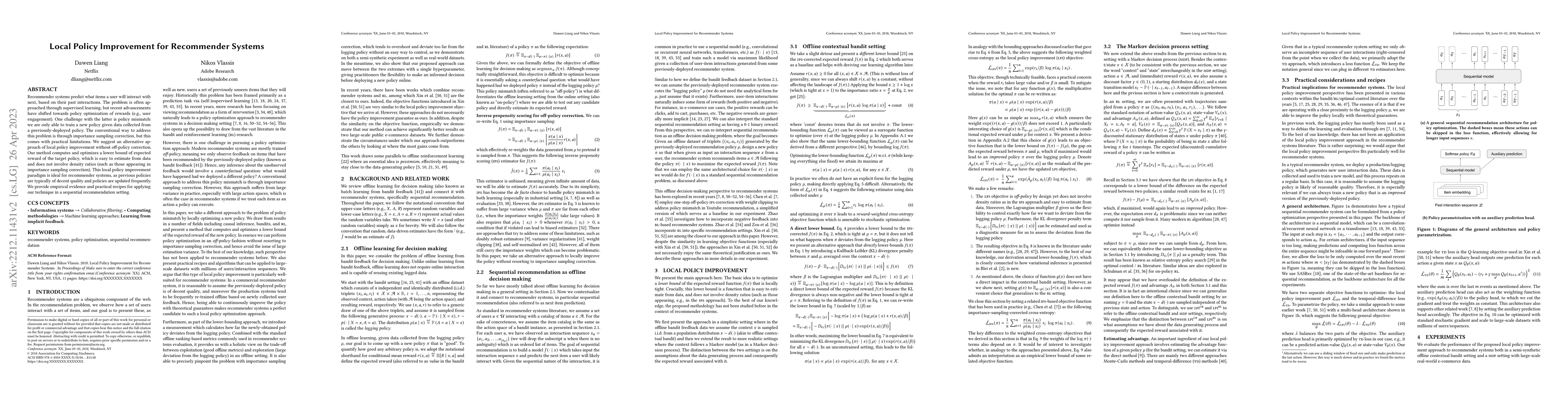 Thumbnail for Local Policy Improvement for Recommender Systems