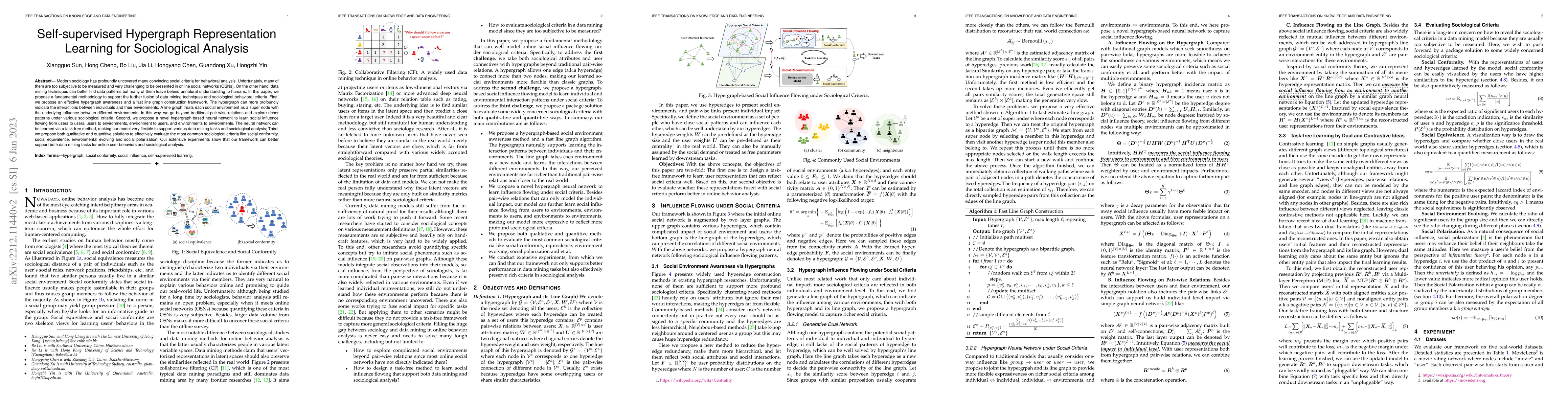 Thumbnail for Self-supervised Hypergraph Representation Learning for Sociological
  Analysis